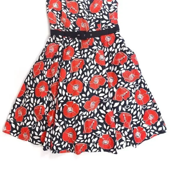 City Chic Power Poppy Dress Pin Up Fit And Flare Belted Womens Plus Size 16 Red - Picture 7 of 10
